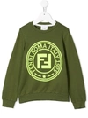 Fendi Kids' Logo Sweatshirt In Green