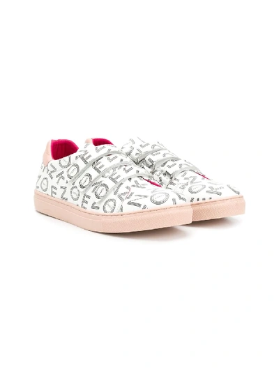 Kenzo Teen Logo Print Trainers In White