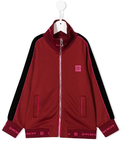 Givenchy Kids' Embroidered Logo Tracksuit Jacket In Red ModeSens