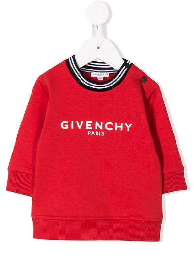 Givenchy Babies' Striped Neck Sweatshirt In Red