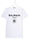 Balmain Teen Logo Printed T-shirt In White