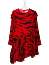 PHILOSOPHY DI LORENZO SERAFINI RUFFLED TIGER STRIPES DRESS