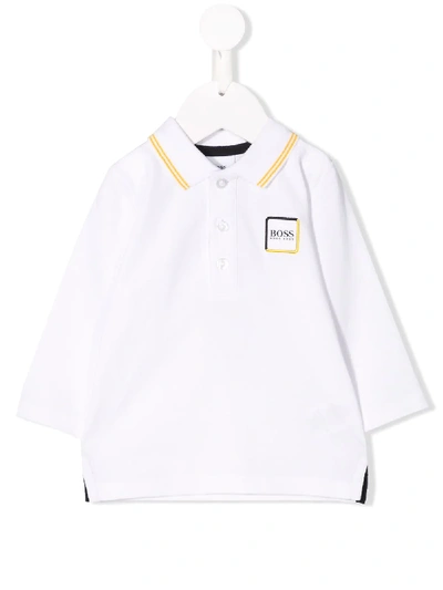 Hugo Boss Babies' Logo Patch Polo Shirt In White