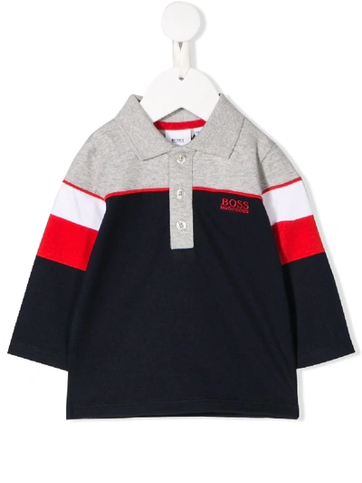 Hugo Boss Babies' Colour Block Polo Shirt In Blue