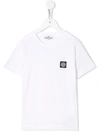 Stone Island Junior Teen Logo-parch Cotton T-shirt In White