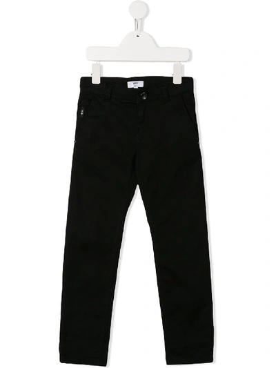 Hugo Boss Kids' Straight Leg Chinos In Black