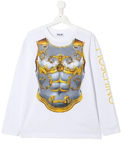 Moschino Teen Filigree Armour Print T-shirt In White