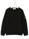 Stone Island Junior Kids' Crewneck Sweatshirt In Black