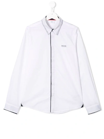 Hugo Boss Teen Logo Print Shirt In White