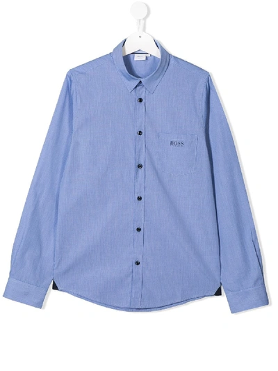 Hugo Boss Teen Checked Shirt In Blue