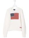 Ralph Lauren Teen American Flag Jumper In White
