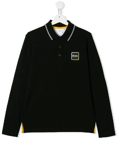 Hugo Boss Teen Logo Polo Shirt In Black