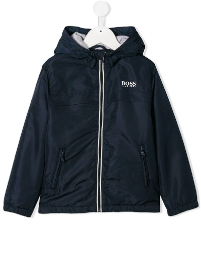Hugo Boss Kids' Hooded Jacket In Blue