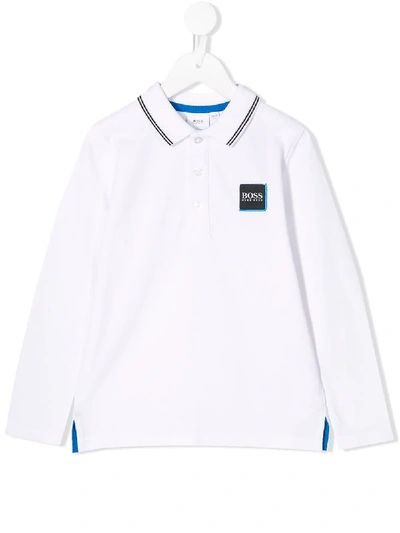 Hugo Boss Kids' Logo Patch Polo Shirt In White