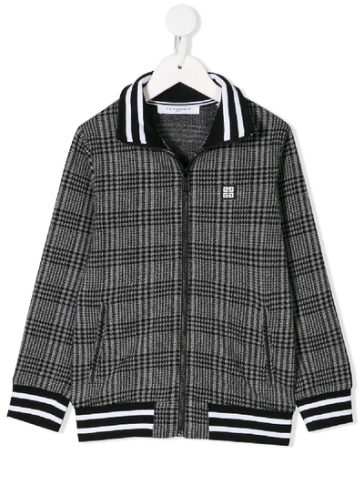 Givenchy Kids' Plaid Zip-up Jacket In Black