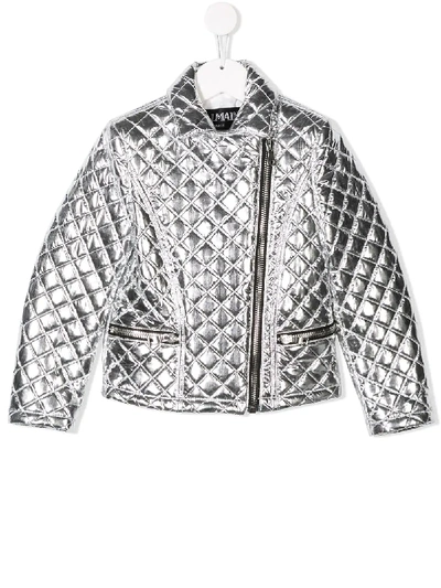 Balmain Kids' Quilted Jacket In Argento