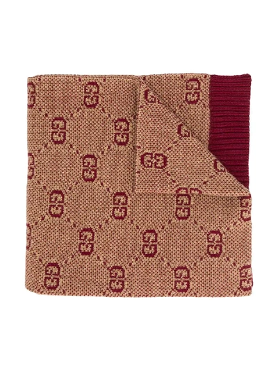 Gucci Kids' All-over Logo Scarf In Neutrals