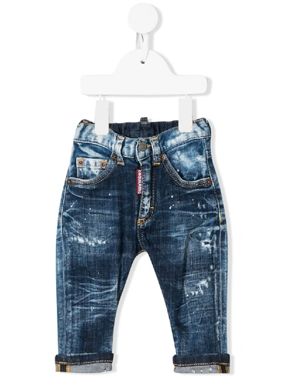 Dsquared2 Babies' Ripped Pull-on Jeans In Blue