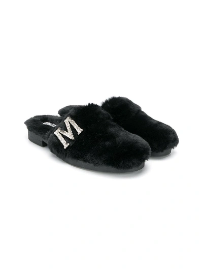 Monnalisa Kids' Slip-on Sandals In Black