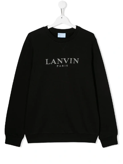 Lanvin Enfant Teen Printed Logo Sweatshirt In Black
