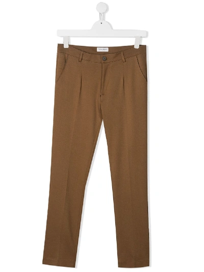 Paolo Pecora Kids' Straight Leg Trousers In Brown