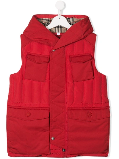 Burberry Kids' Down Puffer Gilet In Red