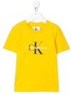 Calvin Klein Kids' Logo Print T-shirt In Yellow