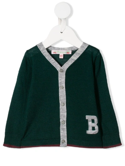 Bonpoint Babies' Contrast Trim Cardigan In Green