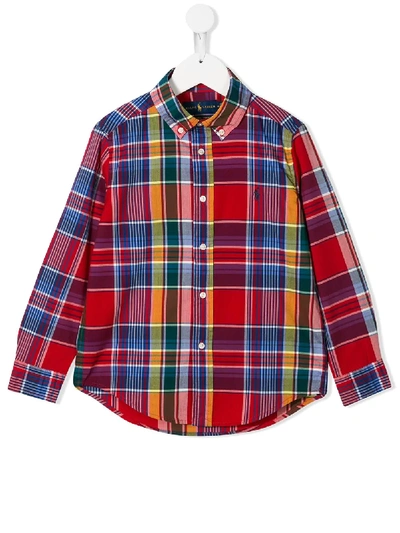 Ralph Lauren Teen Checked Print Shirt In Red