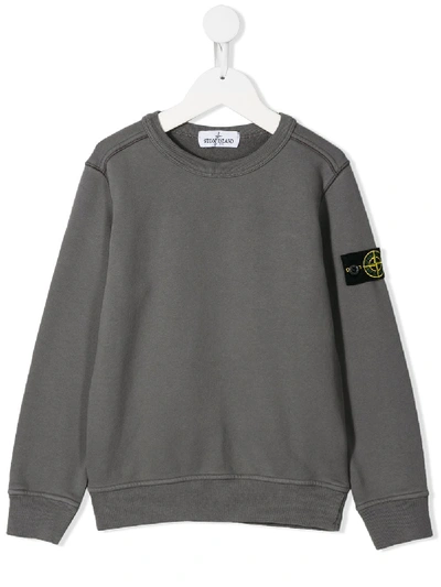 Stone Island Junior Kids' Logo Patch Sweatshirt In Gray