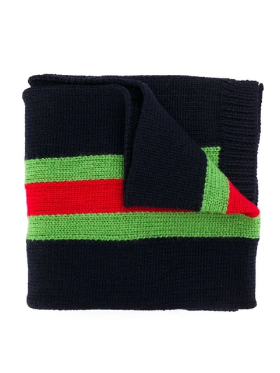 Gucci Kids' Striped Scarf In Blue