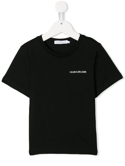 Calvin Klein Kids' Short Sleeved T-shirt In Black
