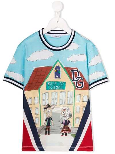 Dolce & Gabbana Kids' 'back To School' T-shirt In Blue