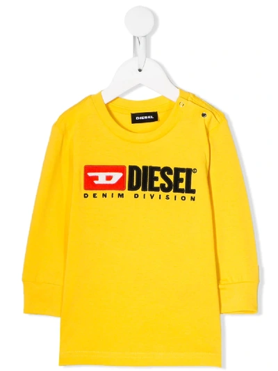 Diesel Babies' Logo T-shirt In Yellow
