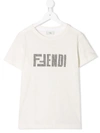 Fendi Kids' Logo Jersey T-shirt In White