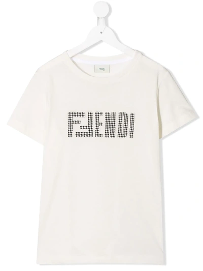 Fendi Kids' Logo Jersey T-shirt In White