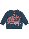 Gucci Guccy Print Sweatshirt In Blue In Blue