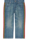 GUCCI CHILDREN'S DENIM TROUSERS WITH WEB