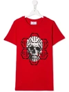 Philipp Plein Junior Teen Skull And Logo Print T-shirt In Red