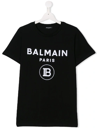 Balmain Kids' Logo T恤 In Black