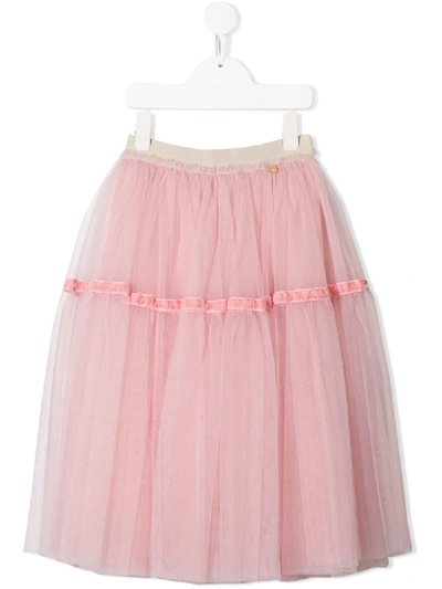 Simonetta Kids' Tulle Midi Skirt In Pink