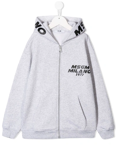 Msgm Kids' Kapuzenjacke Mit Logo In Grey