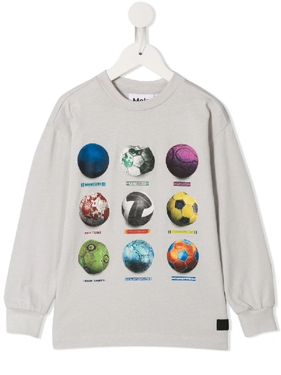 Molo Kids' Football Print Sweatshirt In White