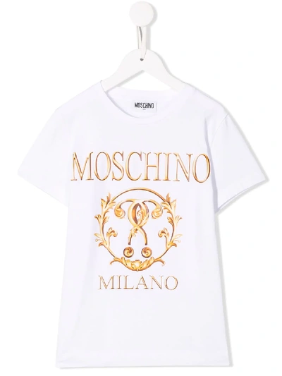 Moschino Teen Logo Print T-shirt In White