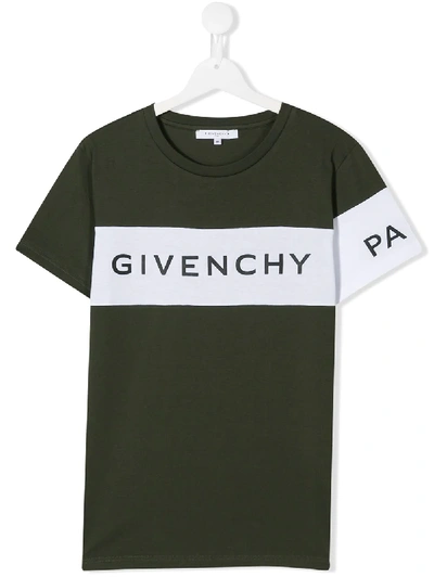 Givenchy Teen Logo Print T-shirt In Green