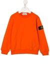 Stone Island Junior Kids' Logo Patch Sweatshirt In Orange