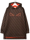 Fendi Kids' Logo Print Hoodie Dress In Neutrals