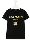 Balmain Kids' Glitter Logo T-shirt In Black