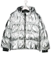 Givenchy Teen Metallic Puffer Coat In Silver