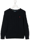 Polo Ralph Lauren Kids' Embroidered Logo Jumper In Blue